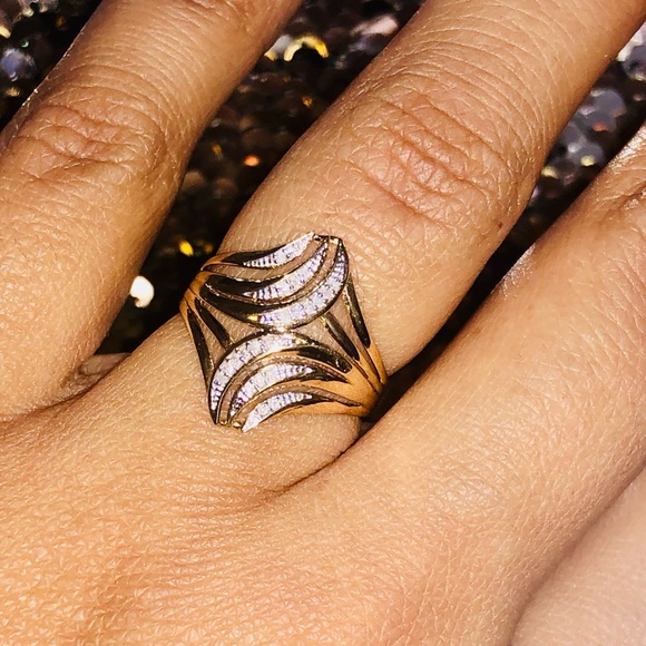 10k solid gold beautiful real diamond ring for women, free appraisal, Not plated - Picture 6 of 8